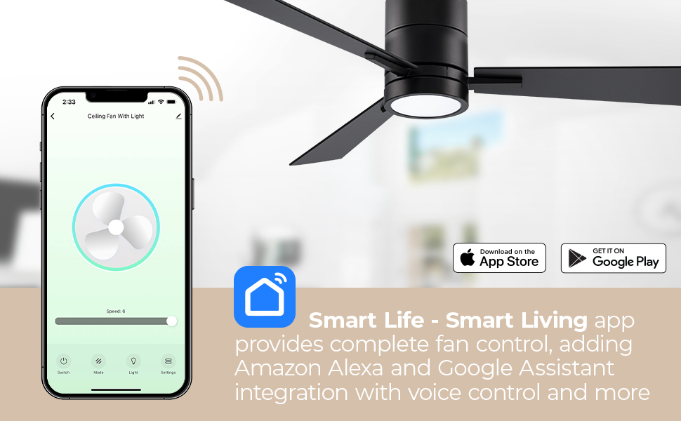 East Grove Home Bali 3-Blade Smart Flush Mount Ceiling Fan - A Plus Content 3