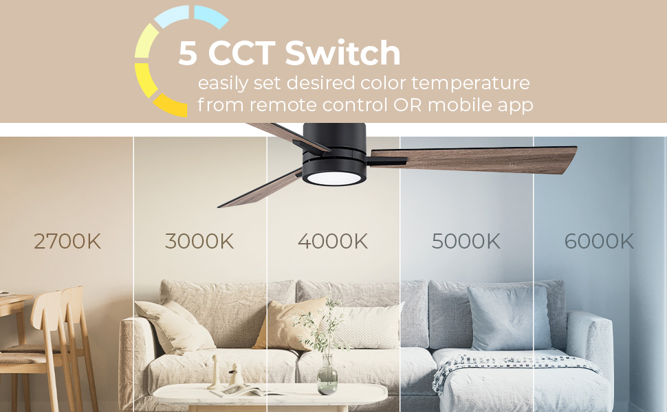 East Grove Home Bali 3-Blade Smart Flush Mount Ceiling Fan - A Plus Content