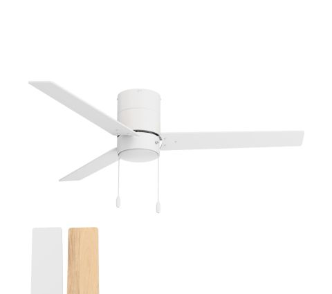 Hertitage 3-Blade Pull Chain Flush Mount Ceiling Fan with Reversible Blades
