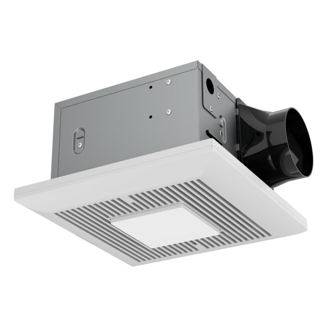 TurboFlow Square Bathroom Exhaust Fan with White Grille and LED Light Kit 4in Exhaust Pipe