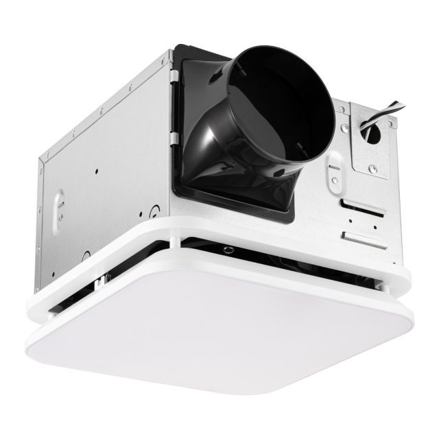 TurboFlow Square Bathroom Exhaust Fan with Perimeter Venting and LED Light Kit 4in Exhaust Pipe