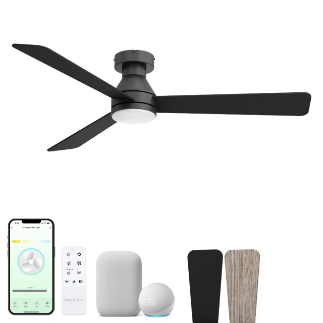 Aero 3-Blade Smart Flush Mount Ceiling Fan with Reversible Blades