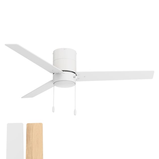 Hertitage 3-Blade Pull Chain Flush Mount Ceiling Fan with Reversible Blades