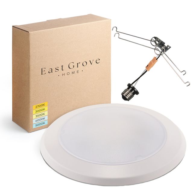 Builder Essential Disc 7in Round LED Flush Mount or Retrofit for 4, 5, or 6in cans with E26 Medium Socket