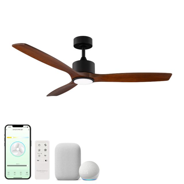 Madera 3-Blade Smart Ceiling Fan with Solid Wood Blades