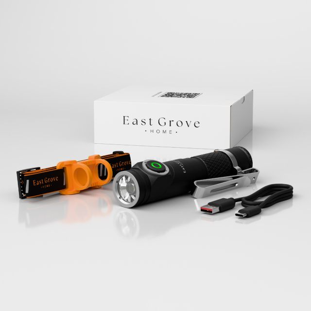 Pocket 3.7in LED USB-C Rechargeable Flashlight with Headband