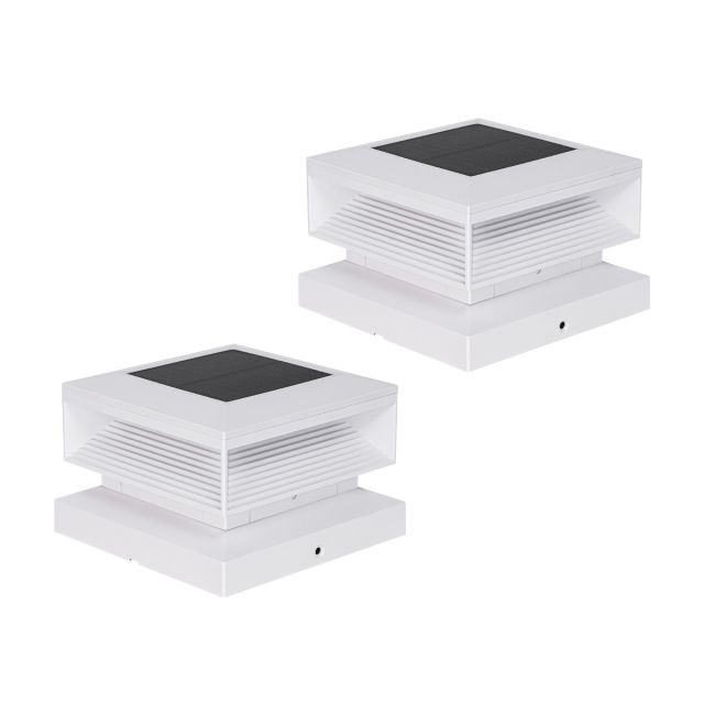 EcoPath Solar Powered LED Fence Post Cap Light With Step Baffle (Set of 2)